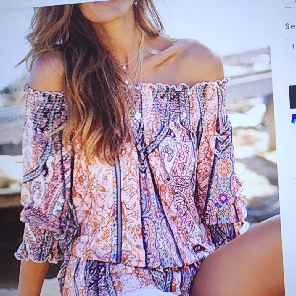 VENUS Off The Shoulder Peasant Top - Fun and Flirty